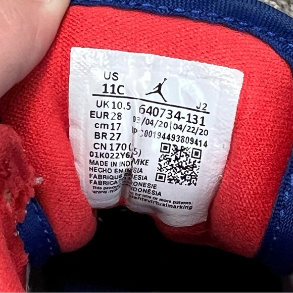 Nike air Jordan 1 mid toddler 11c white royal blue orange sneakers streetwear - Picture 7 of 7